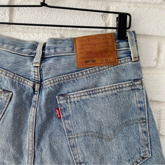 Levi's 501 '93 Denim Jean shorts Premium Big E Men’s 31 button fly blue frayed - Picture 5 of 9